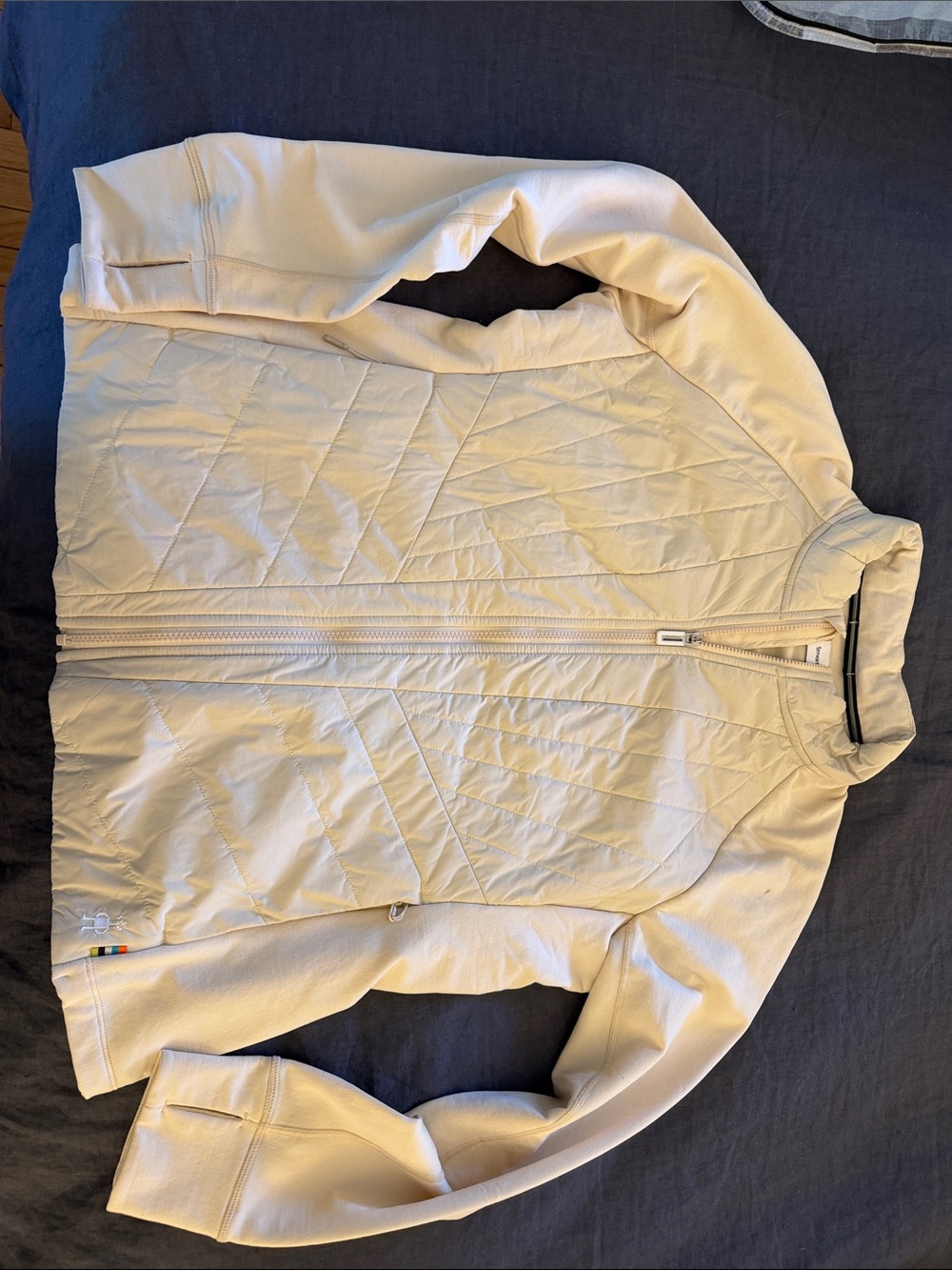 Light Cream Quilted Zip Jacket